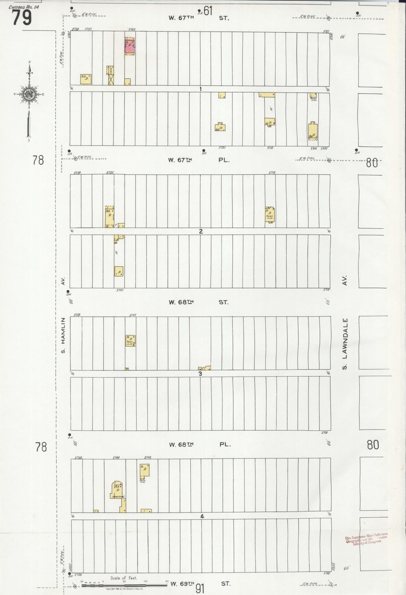Sanborn Fire Insurance Map from Chicago, Cook County, Illinois (1920), Sheet #0079 - Historic Sanborn Fire Insurance Map Print, vintage old map wall art, antique decor, genealogy gift, Illinois Illinois map