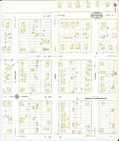 Sanborn Fire Insurance Map from Neodesha, Wilson County, Kansas (1912), Sheet #0009 - Complete Map Set gallery image, historic Sanborn map, vintage wall art, Kansas Kansas