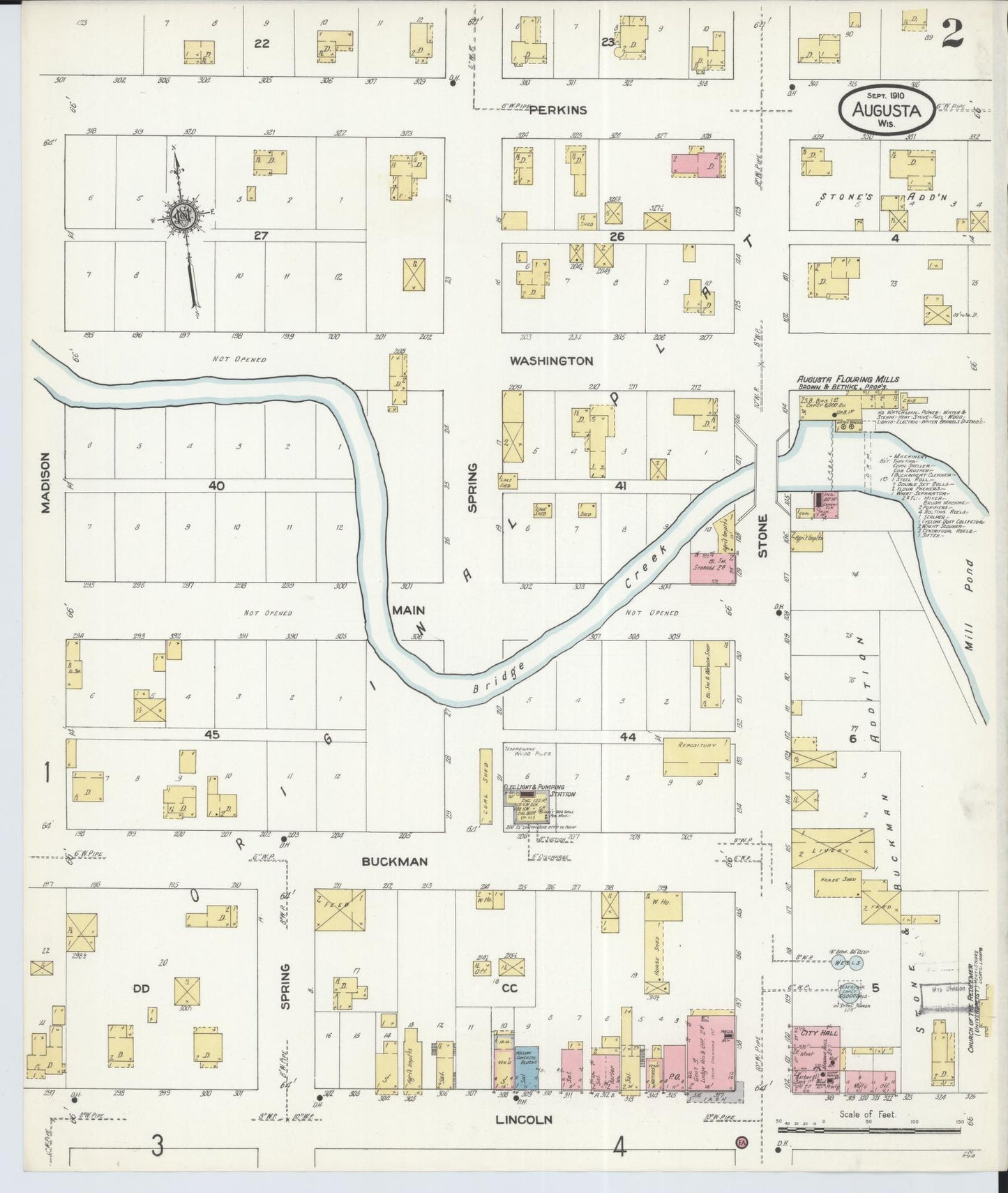 Sanborn Fire Insurance Map from Augusta, Eau Claire County, Wisconsin (1910), Sheet #0002 - Complete Map Set gallery image, historic Sanborn map, vintage wall art, Wisconsin Wisconsin
