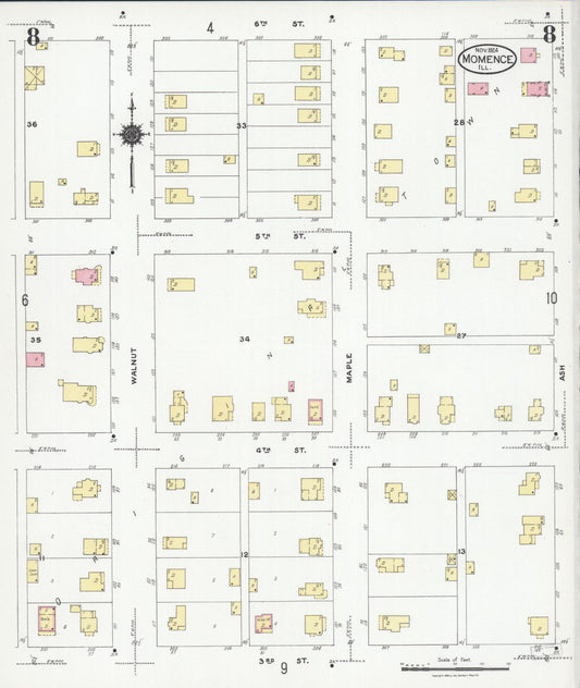 Sanborn Fire Insurance Map from Momence, Kankakee County, Illinois (1924), Sheet #0008 - Historic Sanborn Fire Insurance Map Print, vintage old map wall art, antique decor, genealogy gift, Illinois Illinois map