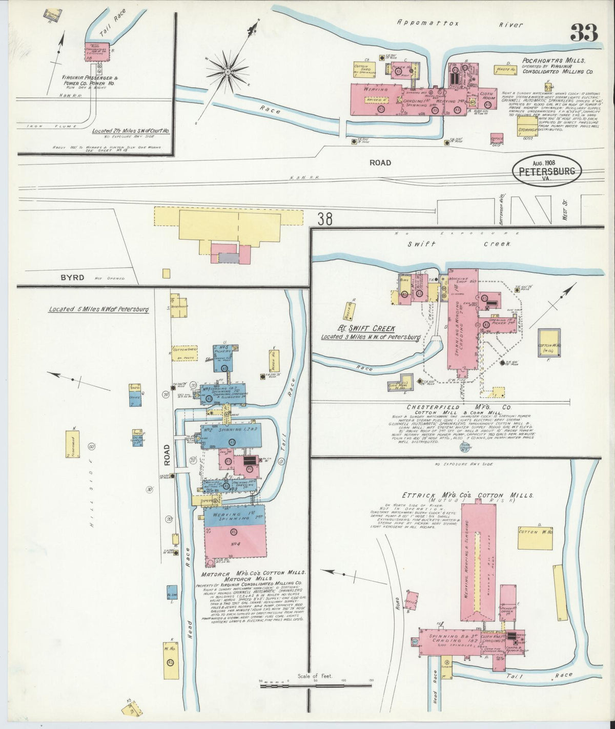 Sanborn Fire Insurance Map from Petersburg, Independent Cities, Virginia (1908), Sheet #0033 - Complete Map Set gallery image, historic Sanborn map, vintage wall art, Virginia Virginia