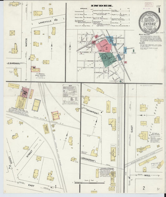 Sanborn Fire Insurance Map from Oxford, Oakland County, Michigan (1903), Sheet #0001 - Historic Sanborn Fire Insurance Map Print, vintage old map wall art, antique decor, genealogy gift, Michigan Michigan map