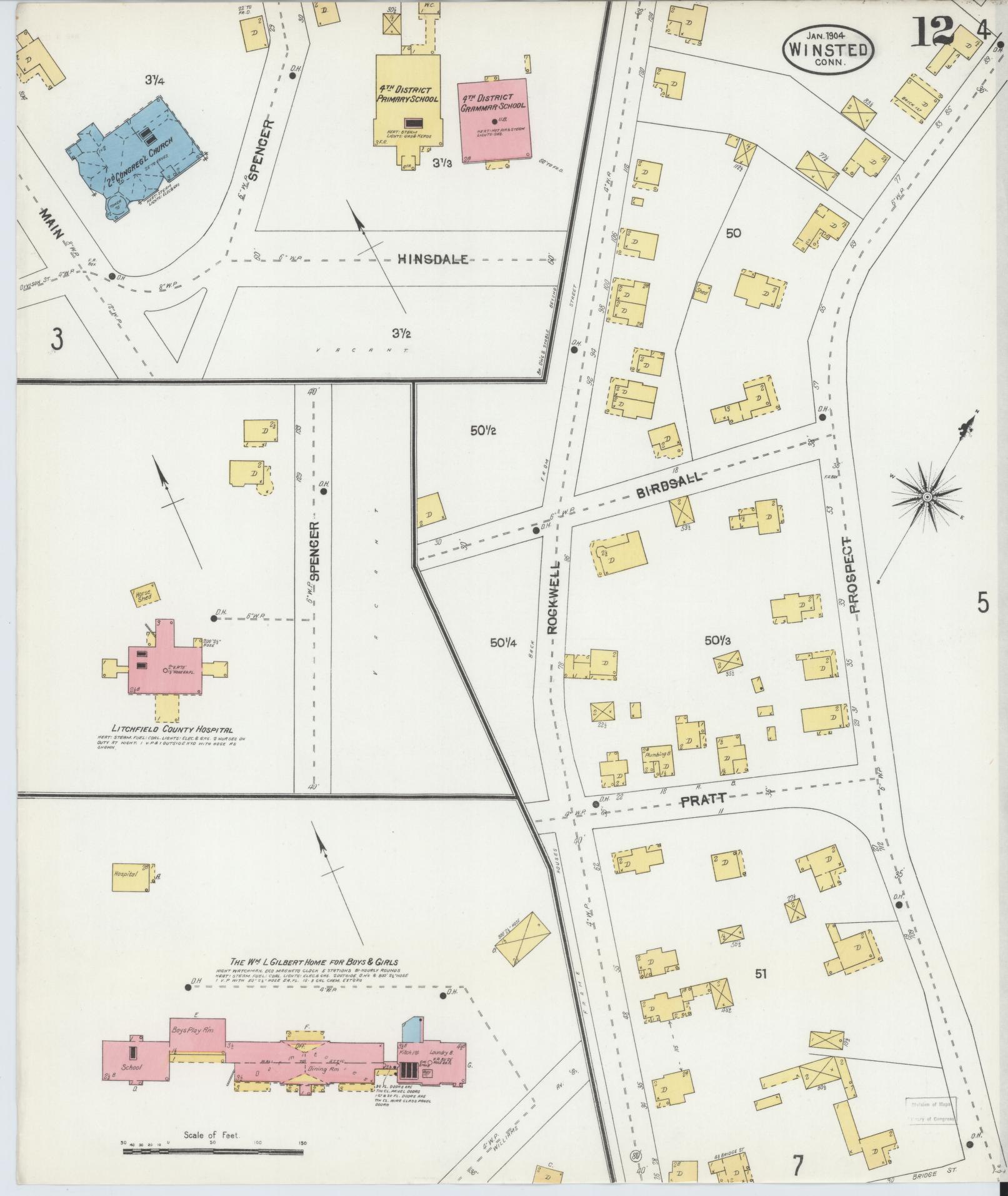 Sanborn Fire Insurance Map from Winsted, Litchfield County, Connecticut (1904), Sheet #0012 - Historic Sanborn Fire Insurance Map Print, vintage old map wall art, antique decor, genealogy gift, Connecticut Connecticut map
