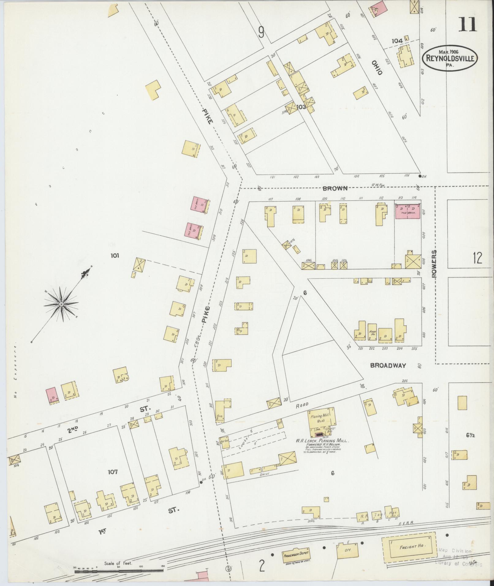Sanborn Fire Insurance Map from Reynoldsville, Jefferson County, Pennsylvania (1906), Sheet #0011 - Complete Map Set gallery image, historic Sanborn map, vintage wall art, Pennsylvania Pennsylvania