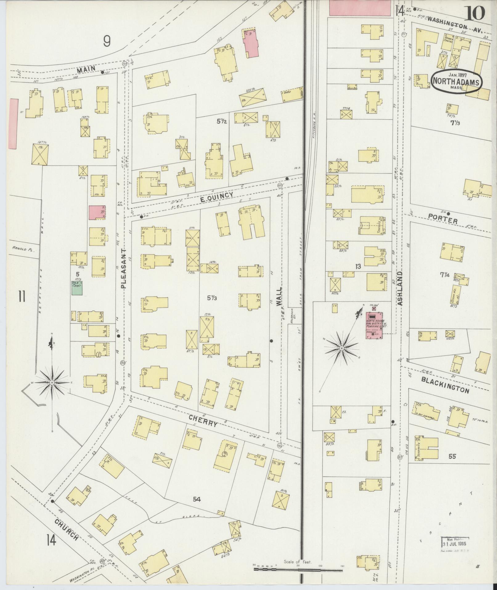 Sanborn Fire Insurance Map from North Adams, Berkshire County, Massachusetts (1897), Sheet #0010 - Complete Map Set gallery image, historic Sanborn map, vintage wall art, Massachusetts Massachusetts