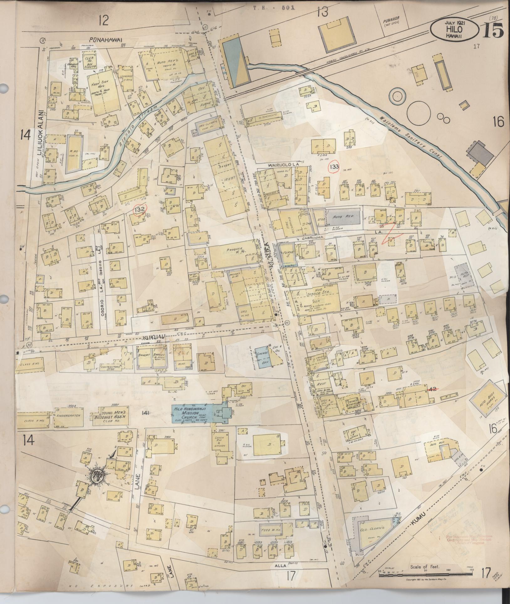 Sanborn Fire Insurance Map from Hilo, Hawaii County, Hawaii (1957), Sheet #0015 - Historic Sanborn Fire Insurance Map Print