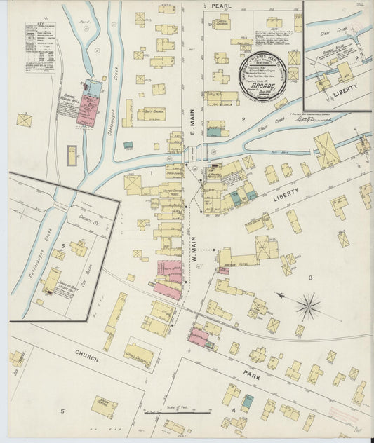Sanborn Fire Insurance Map from Arcade, Wyoming County, New York (1894), Sheet #0001 - Historic Sanborn Fire Insurance Map Print, vintage old map wall art, antique decor, genealogy gift, Arcade Wyoming map