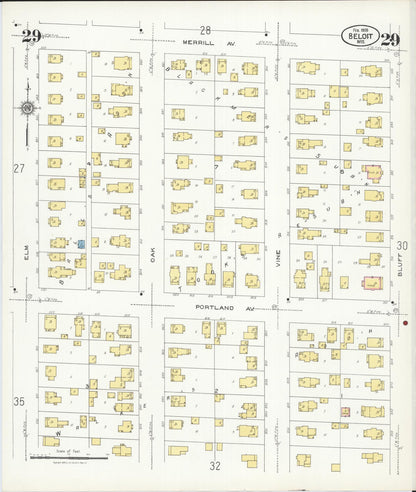 Sanborn Fire Insurance Map from Beloit, Rock County, Wisconsin (1926), Sheet #0029 - Historic Sanborn Fire Insurance Map Print, vintage old map wall art, antique decor, genealogy gift, Wisconsin Wisconsin map