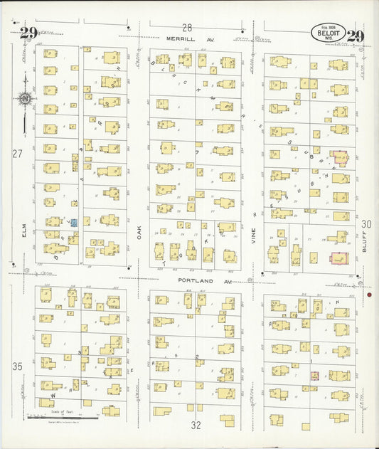 Sanborn Fire Insurance Map from Beloit, Rock County, Wisconsin (1926), Sheet #0029 - Historic Sanborn Fire Insurance Map Print, vintage old map wall art, antique decor, genealogy gift, Wisconsin Wisconsin map
