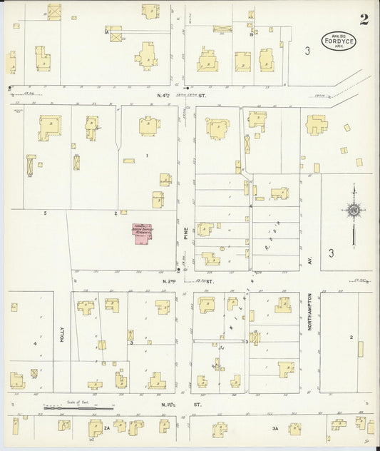 Sanborn Fire Insurance Map from Fordyce, Dallas County, Arkansas (1912), Sheet #0002 - Historic Sanborn Fire Insurance Map Print, vintage old map wall art, antique decor, genealogy gift, Arkansas Arkansas map
