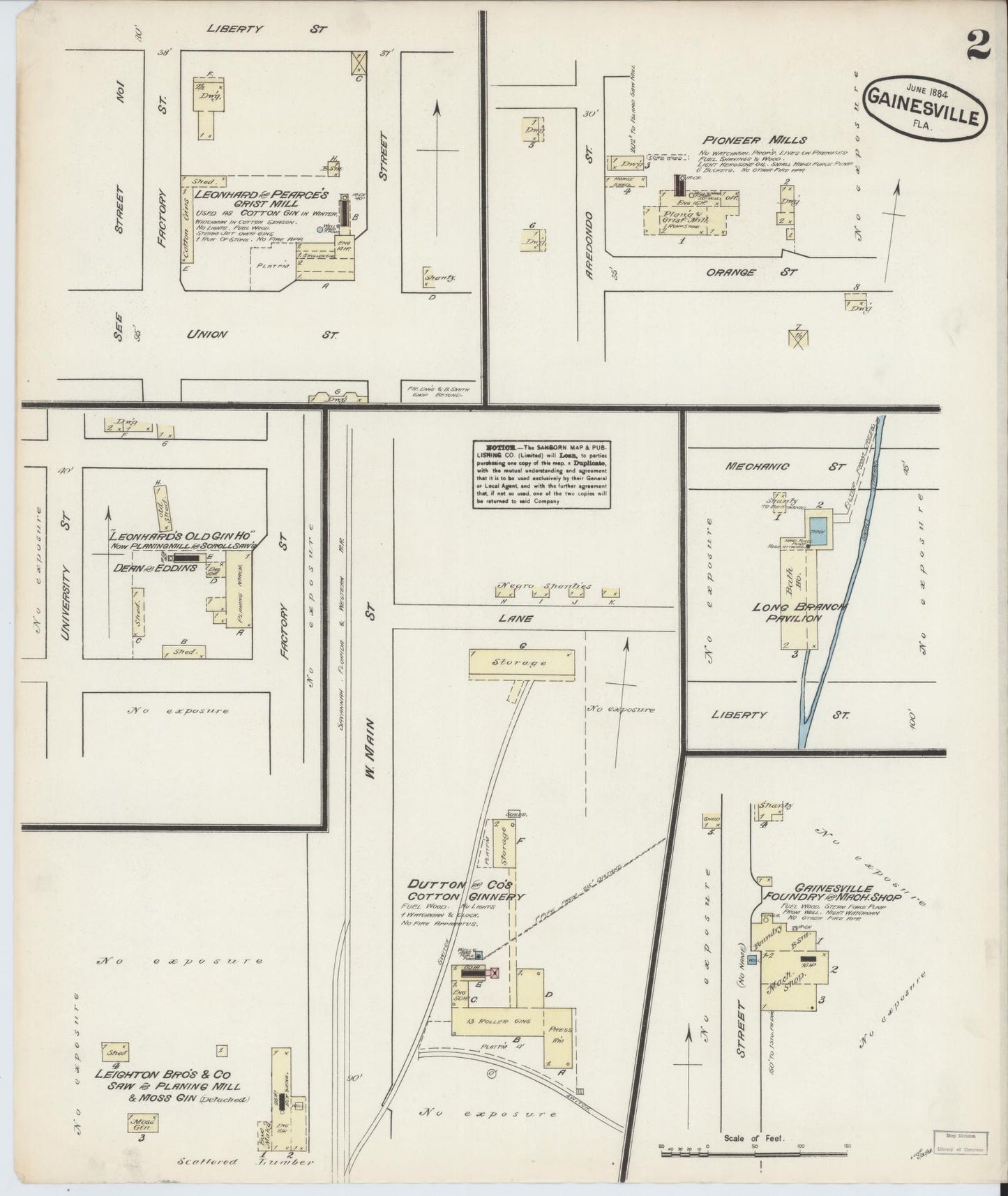 Sanborn Fire Insurance Map from Gainesville, Alachua County, Florida (1884), Sheet #0002 - Historic Sanborn Fire Insurance Map Print, vintage old map wall art, antique decor, genealogy gift, Florida Florida map
