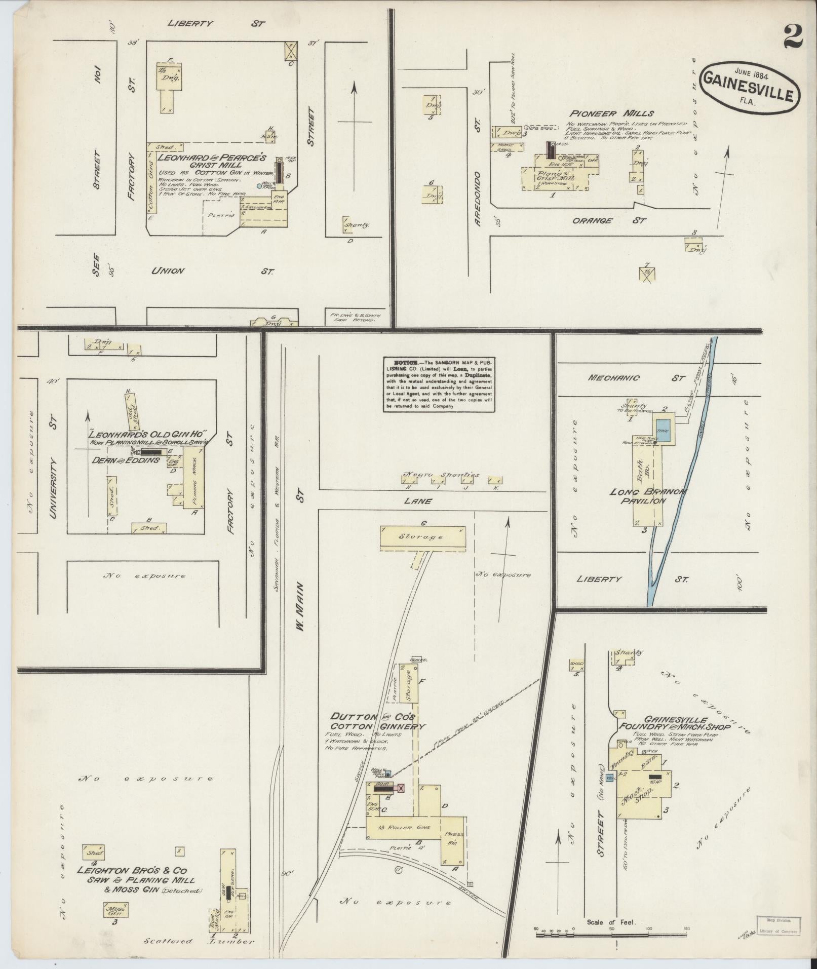 Sanborn Fire Insurance Map from Gainesville, Alachua County, Florida (1884), Sheet #0002 - Historic Sanborn Fire Insurance Map Print, vintage old map wall art, antique decor, genealogy gift, Florida Florida map