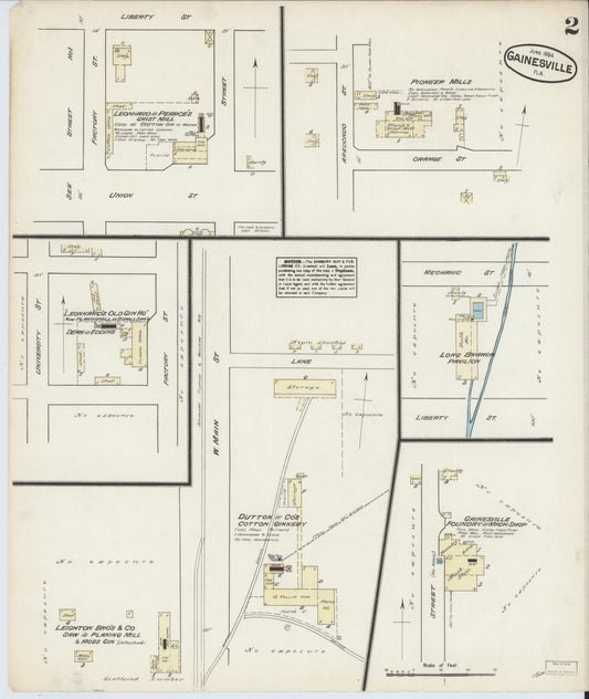 Sanborn Fire Insurance Map from Gainesville, Alachua County, Florida (1884), Sheet #0002 - Historic Sanborn Fire Insurance Map Print, vintage old map wall art, antique decor, genealogy gift, Florida Florida map