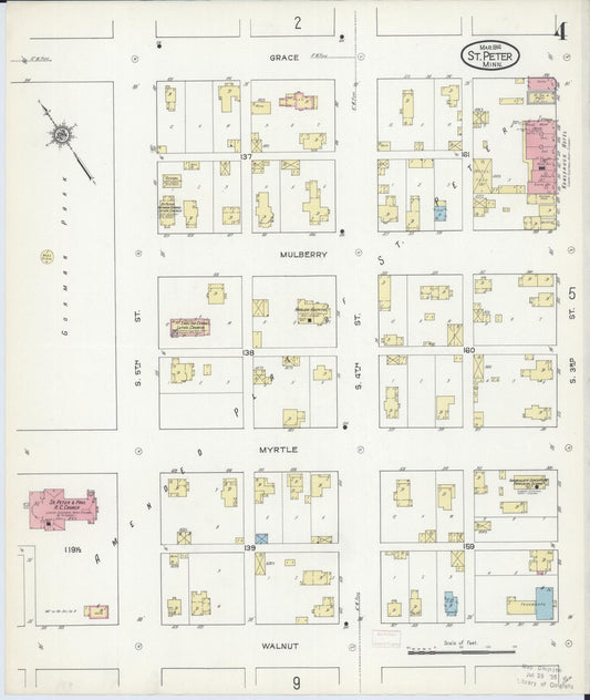 Sanborn Fire Insurance Map from Saint Peter, Nicollet County, Minnesota (1914), Sheet #0004 - Historic Sanborn Fire Insurance Map Print, vintage old map wall art, antique decor, genealogy gift, Minnesota Minnesota map