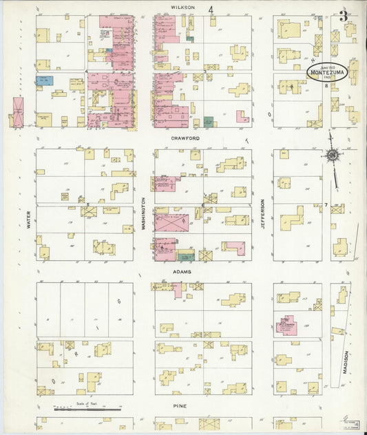 Sanborn Fire Insurance Map from Montezuma, Parke County, Indiana (1910), Sheet #0003 - Historic Sanborn Fire Insurance Map Print, vintage old map wall art, antique decor, genealogy gift, Indiana Indiana map