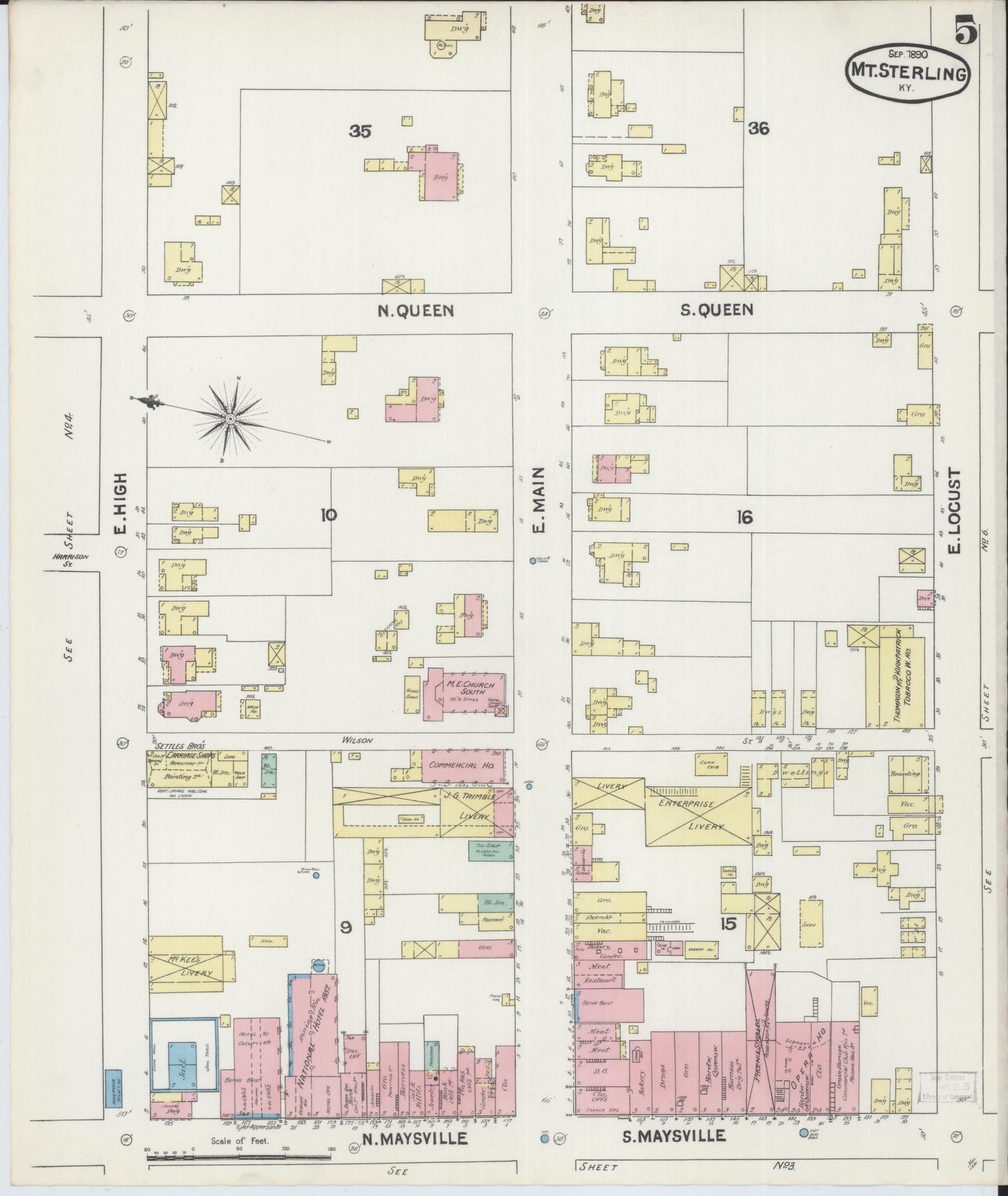 Sanborn Fire Insurance Map from Mount Sterling, Montgomery County, Kentucky (1890), Sheet #0005 - Complete Map Set gallery image, historic Sanborn map, vintage wall art, Kentucky Kentucky