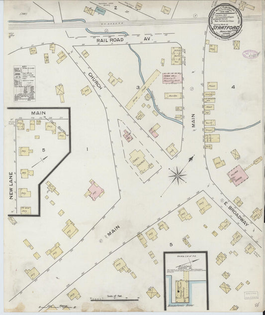 Sanborn Fire Insurance Map from Stratford, Fairfield County, Connecticut (1887), Sheet #0001 - Historic Sanborn Fire Insurance Map Print, vintage old map wall art, antique decor, genealogy gift, Connecticut Connecticut map