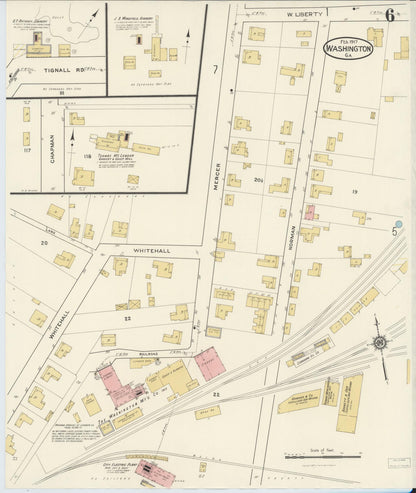 Sanborn Fire Insurance Map from Washington, Wilkes County, Georgia (1917), Sheet #0006 - Complete Map Set gallery image, historic Sanborn map, vintage wall art, Georgia Georgia
