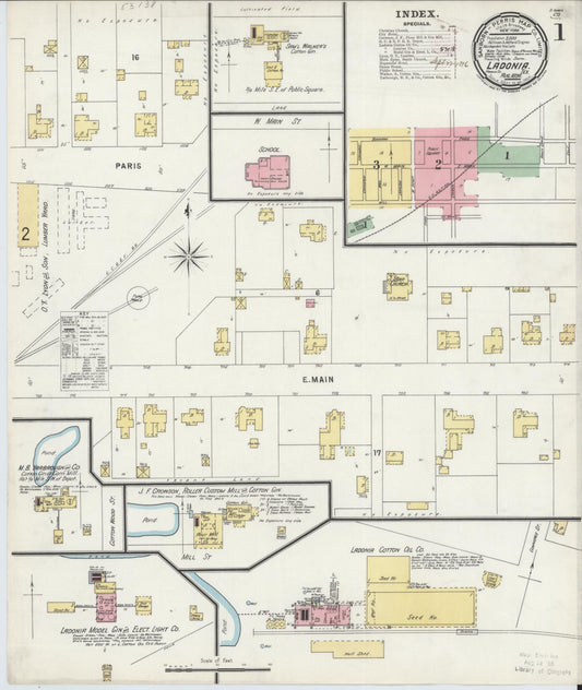 Sanborn Fire Insurance Map from Ladonia, Fannin County, Texas (1896), Sheet #0001 - Complete Map Set gallery image, historic Sanborn map, vintage wall art, Texas Texas