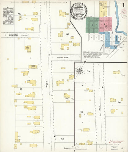 Sanborn Fire Insurance Map from Cloverdale, Sonoma County, California (1894), Sheet #0001 - Complete Map Set gallery image, historic Sanborn map, vintage wall art, California California