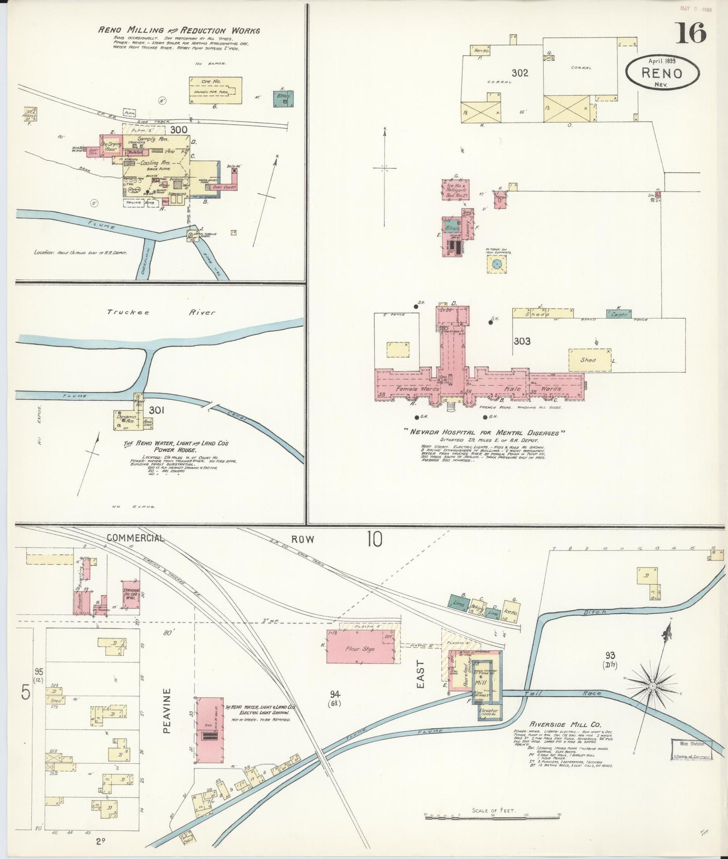 Sanborn Fire Insurance Map from Reno, Washoe County, Nevada (1899), Sheet #0016 - Complete Map Set gallery image, historic Sanborn map, vintage wall art, Nevada Nevada