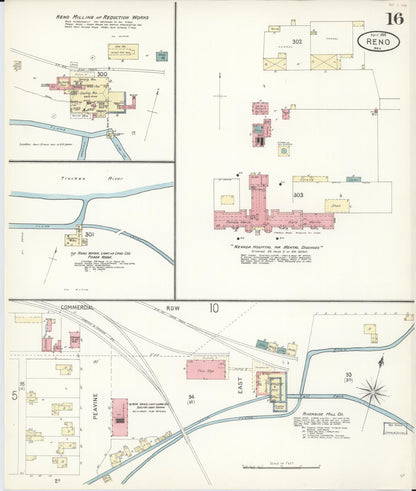 Sanborn Fire Insurance Map from Reno, Washoe County, Nevada (1899), Sheet #0016 - Complete Map Set gallery image, historic Sanborn map, vintage wall art, Nevada Nevada