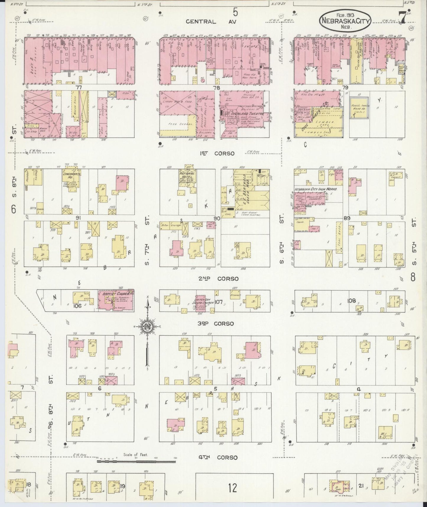 Sanborn Fire Insurance Map from Nebraska City, Otoe County, Nebraska (1913), Sheet #0007 - Complete Map Set gallery image, historic Sanborn map, vintage wall art, Nebraska Nebraska