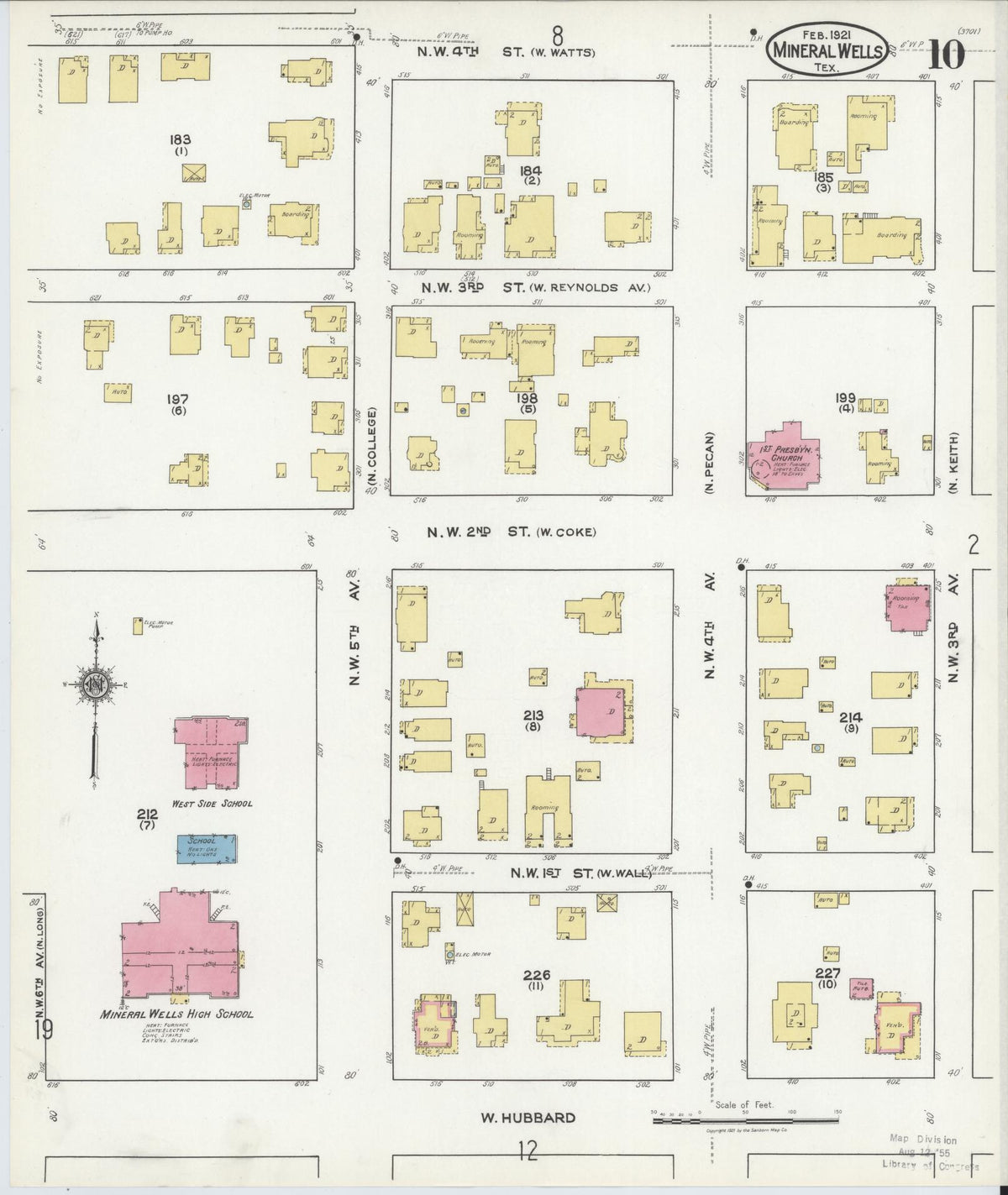 Sanborn Fire Insurance Map from Mineral Wells, Palo Pinto County, Texas (1921), Sheet #0010 - Historic Sanborn Fire Insurance Map Print, vintage old map wall art, antique decor, genealogy gift, Texas Texas map