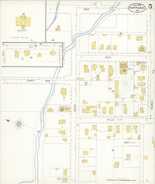 Sanborn Fire Insurance Map from Heppner, Morrow County, Oregon (1905), Sheet #0005 - Historic Sanborn Fire Insurance Map Print, vintage old map wall art, antique decor, genealogy gift, Oregon Oregon map