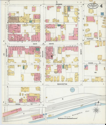 Sanborn Fire Insurance Map from Fairmont, Marion County, West Virginia (1906), Sheet #0004 - Complete Map Set gallery image, historic Sanborn map, vintage wall art, West Virginia West Virginia