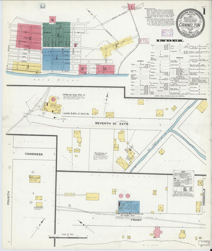 Sanborn Fire Insurance Map from Cannelton, Perry County, Indiana (1909), Sheet #0001 - Historic Sanborn Fire Insurance Map Print, vintage old map wall art, antique decor, genealogy gift, Indiana Indiana map