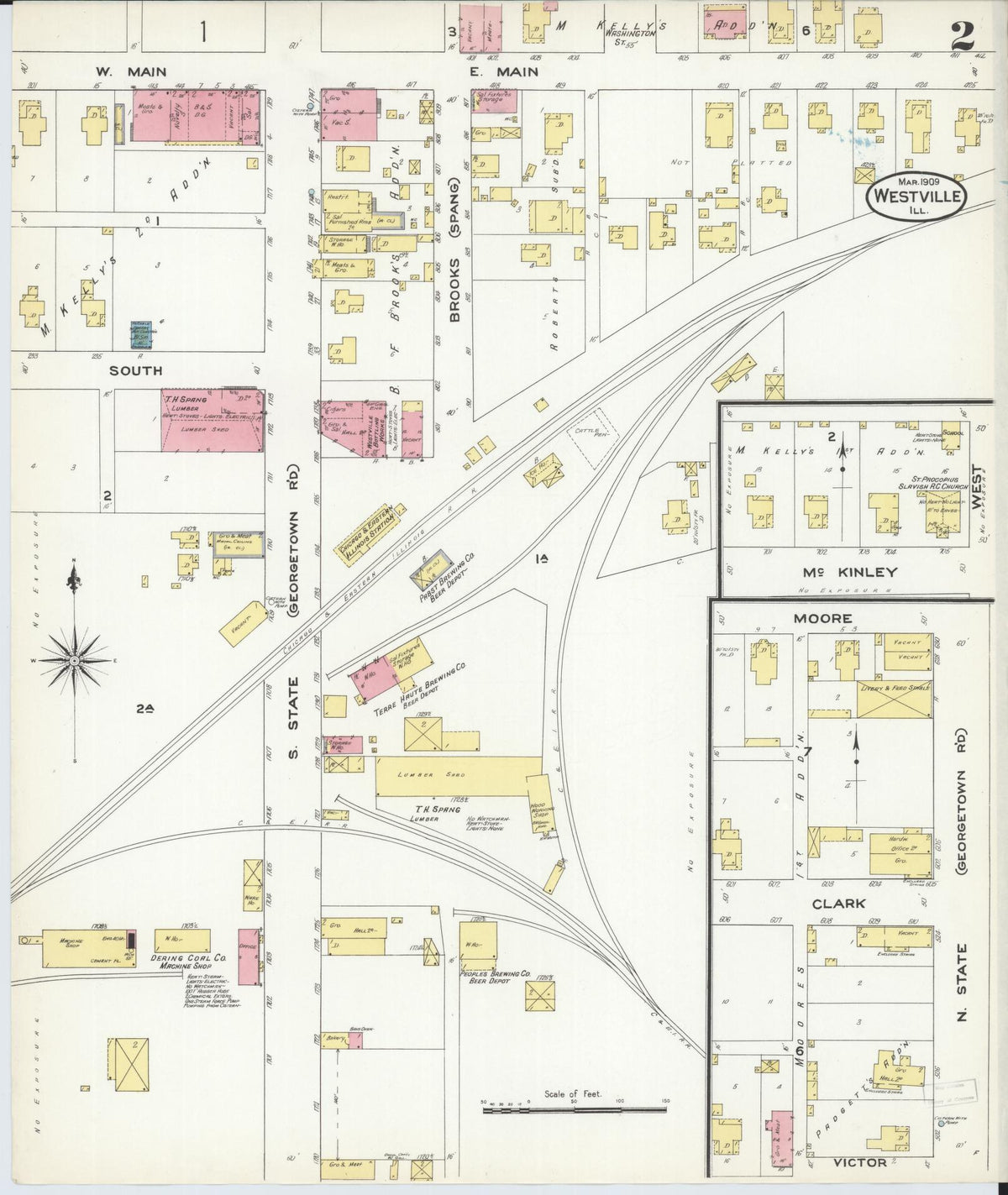Sanborn Fire Insurance Map from Westville, Vermilion County, Illinois (1909), Sheet #0002 - Historic Sanborn Fire Insurance Map Print, vintage old map wall art, antique decor, genealogy gift, Illinois Illinois map