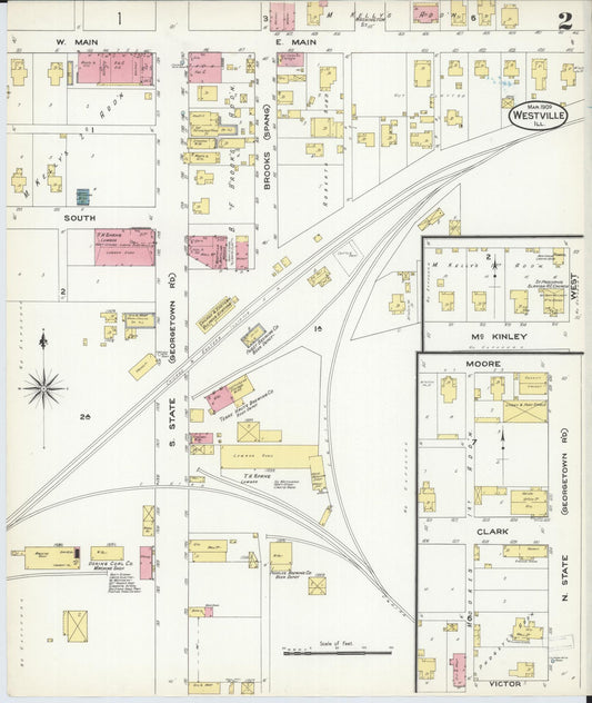Sanborn Fire Insurance Map from Westville, Vermilion County, Illinois (1909), Sheet #0002 - Historic Sanborn Fire Insurance Map Print, vintage old map wall art, antique decor, genealogy gift, Illinois Illinois map
