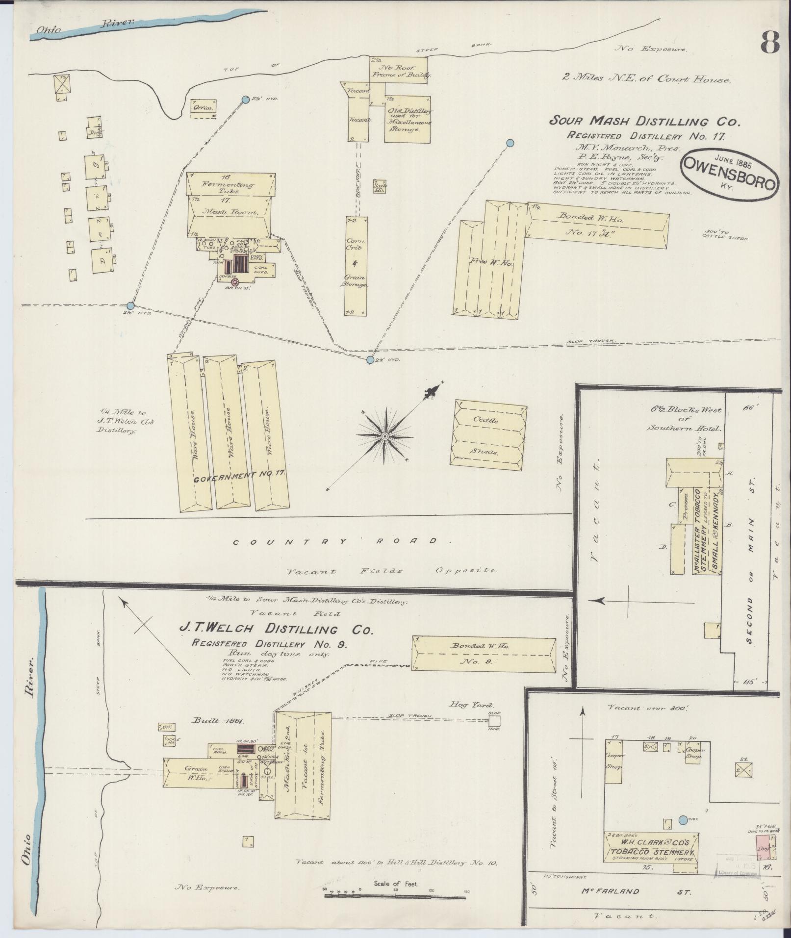 Sanborn Fire Insurance Map from Owensboro, Daviess County, Kentucky (1885), Sheet #0008 - Complete Map Set gallery image, historic Sanborn map, vintage wall art, Kentucky Kentucky