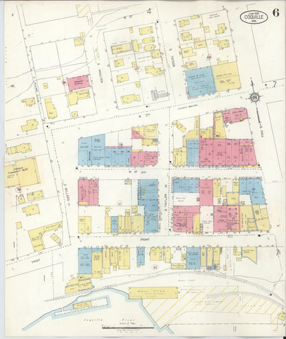 Sanborn Fire Insurance Map from Coquille, Coos County, Oregon (1945), Sheet #0006 - Complete Map Set gallery image, historic Sanborn map, vintage wall art, Oregon Oregon
