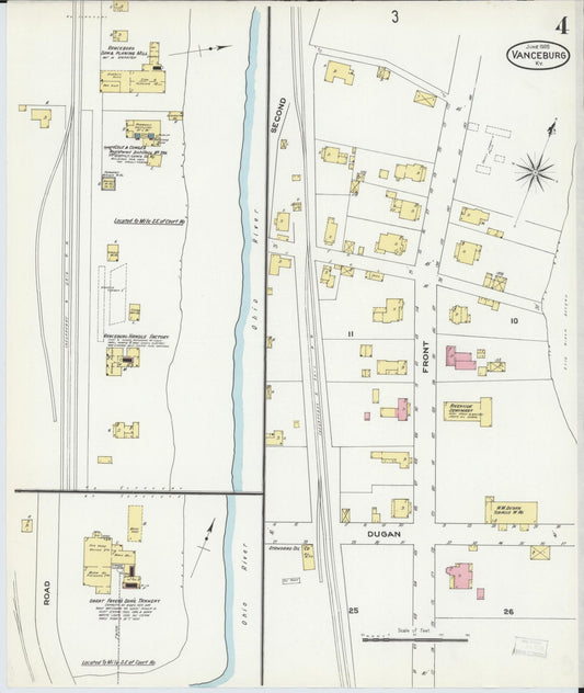 Sanborn Fire Insurance Map from Vanceburg, Lewis County, Kentucky (1909), Sheet #0004 - Historic Sanborn Fire Insurance Map Print, vintage old map wall art, antique decor, genealogy gift, Kentucky Kentucky map