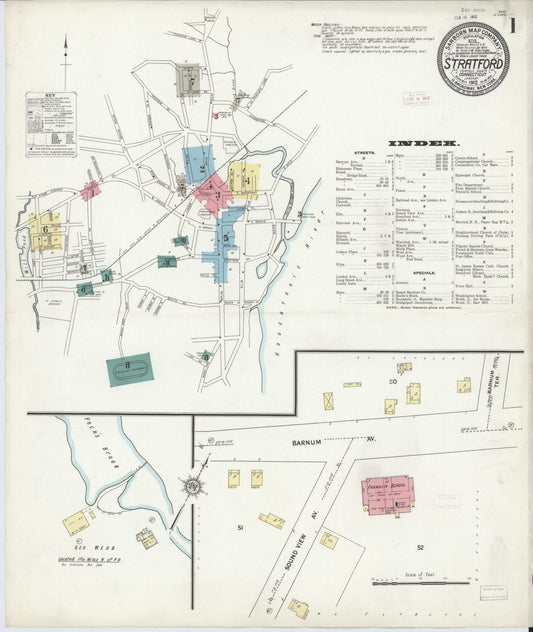 Sanborn Fire Insurance Map from Stratford, Fairfield County, Connecticut (1912), Sheet #0001 - Complete Map Set gallery image, historic Sanborn map, vintage wall art, Connecticut Connecticut