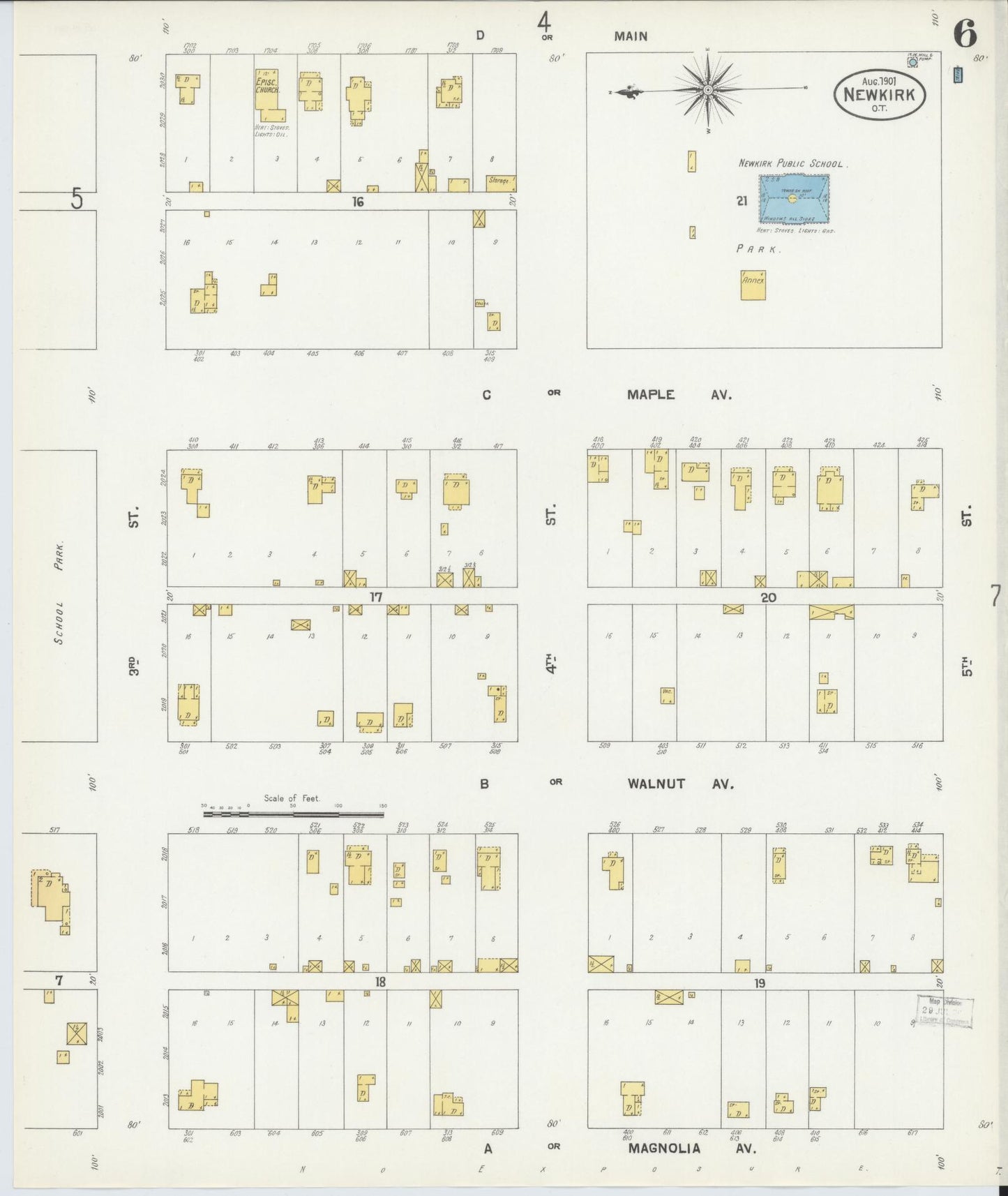 Sanborn Fire Insurance Map from Newkirk, Kay County, Oklahoma (1901), Sheet #0006 - Complete Map Set gallery image, historic Sanborn map, vintage wall art, Oklahoma Oklahoma