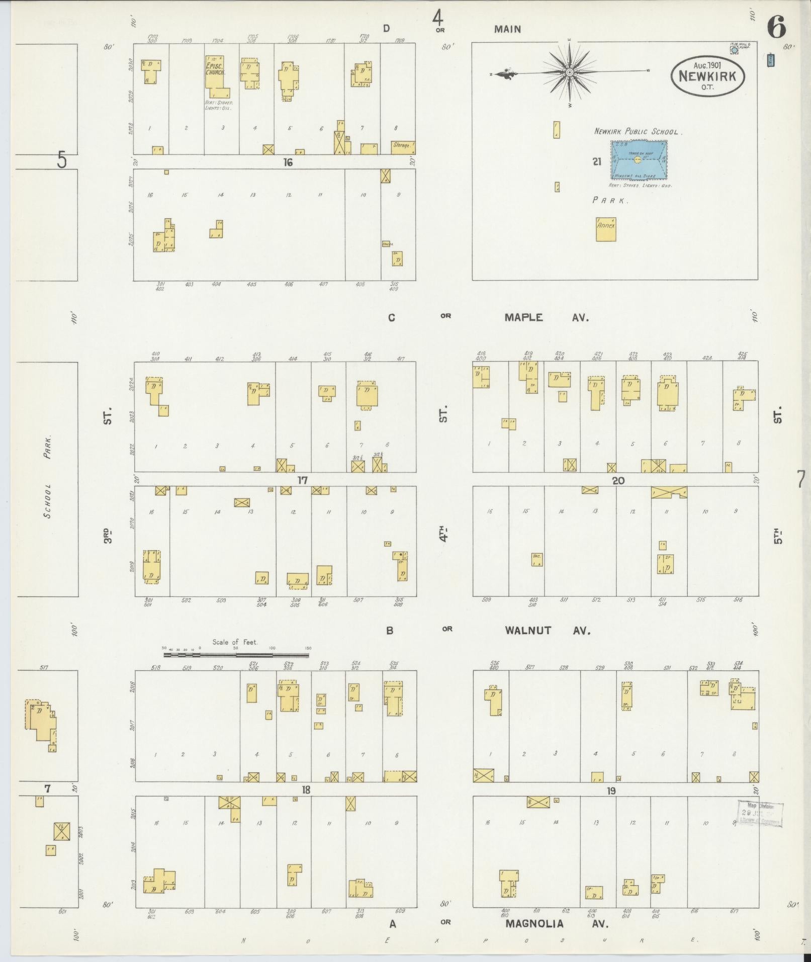 Sanborn Fire Insurance Map from Newkirk, Kay County, Oklahoma (1901), Sheet #0006 - Complete Map Set gallery image, historic Sanborn map, vintage wall art, Oklahoma Oklahoma