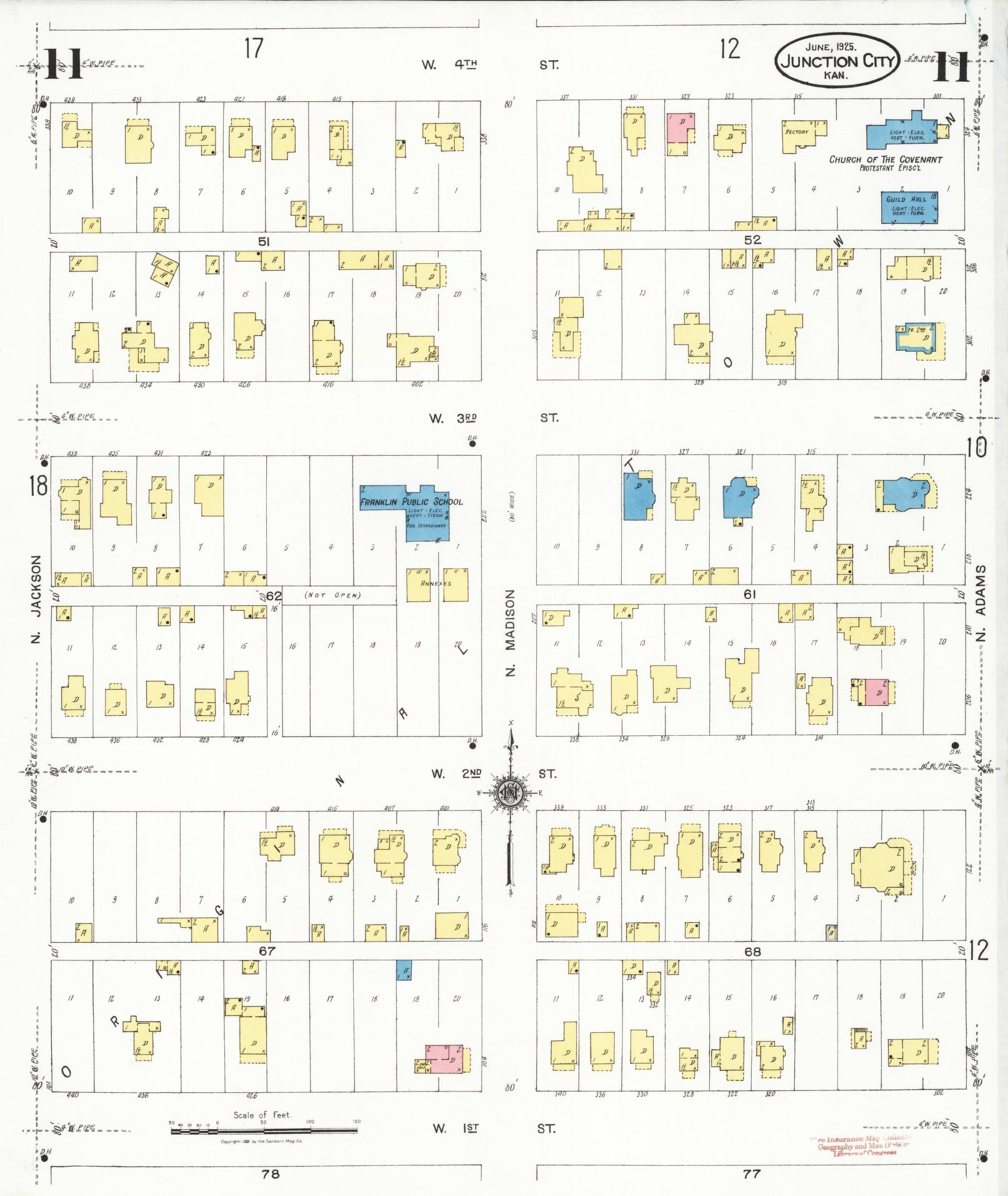 Sanborn Fire Insurance Map from Junction City, Geary County, Kansas (1925), Sheet #0011 - Historic Sanborn Fire Insurance Map Print, vintage old map wall art, antique decor, genealogy gift, Kansas Kansas map