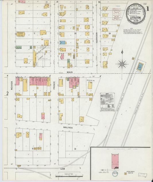 Sanborn Fire Insurance Map from Littleton, Arapahoe County, Colorado (1900), Sheet #0001 - Complete Map Set gallery image, historic Sanborn map, vintage wall art, Colorado Colorado