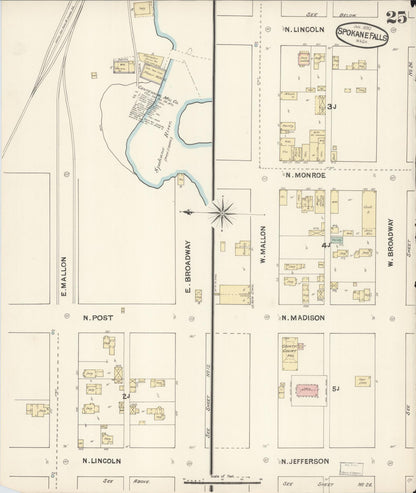 Sanborn Fire Insurance Map from Spokane, Spokane County, Washington (1890), Sheet #0025 - Complete Map Set gallery image, historic Sanborn map, vintage wall art, Washington Washington