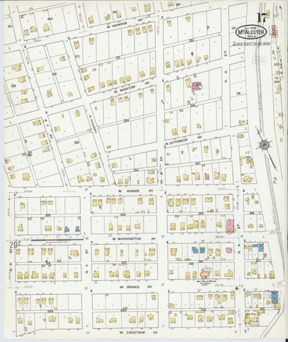 Sanborn Fire Insurance Map from McAlester, Pittsburg County, Oklahoma (1918), Sheet #0017 - Complete Map Set gallery image, historic Sanborn map, vintage wall art, Oklahoma Oklahoma