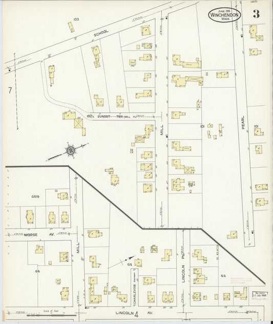 Sanborn Fire Insurance Map from Winchendon, Worcester County, Massachusetts (1914), Sheet #0003 - Historic Sanborn Fire Insurance Map Print, vintage old map wall art, antique decor, genealogy gift, Massachusetts Massachusetts map