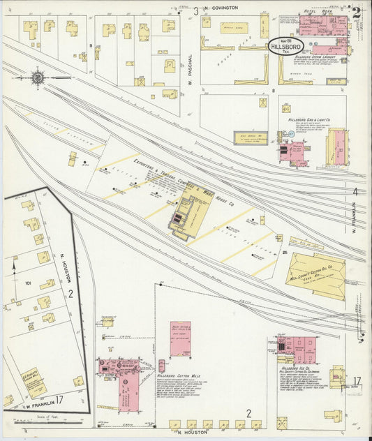 Sanborn Fire Insurance Map from Hillsboro, Hill County, Texas (1911), Sheet #0002 - Historic Sanborn Fire Insurance Map Print, vintage old map wall art, antique decor, genealogy gift, Texas Texas map