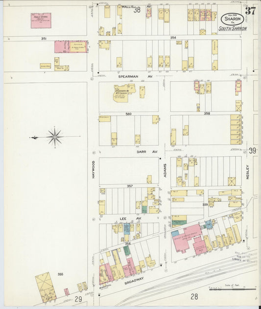 Sanborn Fire Insurance Map from Sharon, Mercer County, Pennsylvania (1908), Sheet #0037 - Historic Sanborn Fire Insurance Map Print, vintage old map wall art, antique decor, genealogy gift, Pennsylvania Pennsylvania map