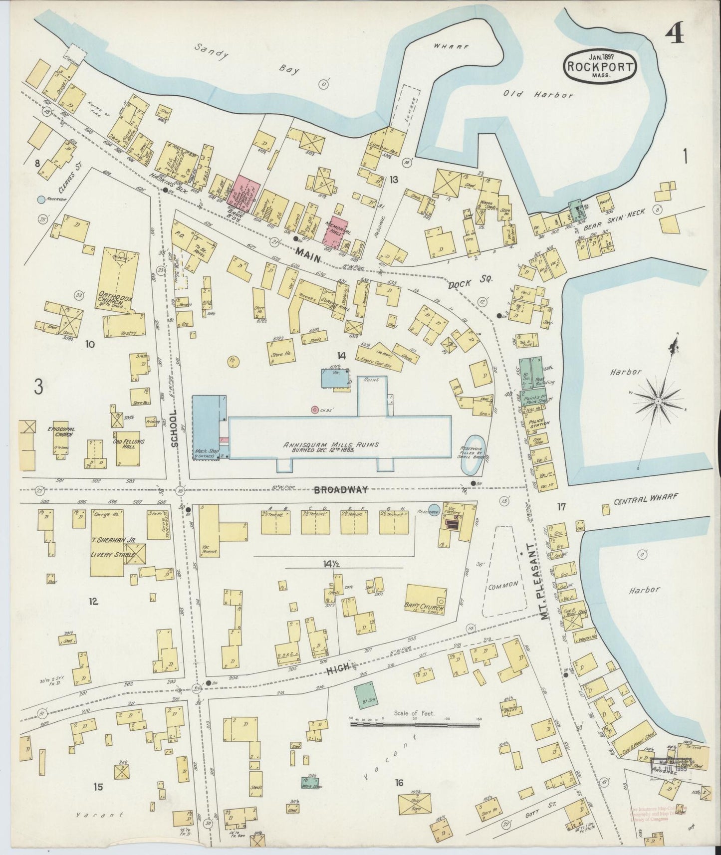 Sanborn Fire Insurance Map from Rockport, Essex County, Massachusetts (1897), Sheet #0004 - Complete Map Set gallery image, historic Sanborn map, vintage wall art, Massachusetts Massachusetts