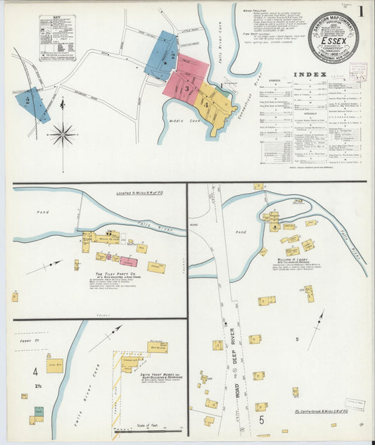 Sanborn Fire Insurance Map from Essex, Middlesex County, Connecticut (1908), Sheet #0001 - Complete Map Set gallery image, historic Sanborn map, vintage wall art, Connecticut Connecticut