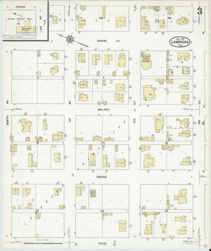 Sanborn Fire Insurance Map from Lampasas, Lampasas County, Texas (1912), Sheet #0003 - Complete Map Set gallery image, historic Sanborn map, vintage wall art, Texas Texas