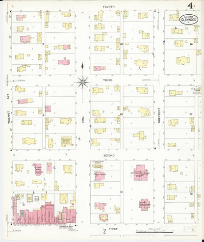 Sanborn Fire Insurance Map from Glenwood, Mills County, Iowa (1908), Sheet #0004 - Historic Sanborn Fire Insurance Map Print